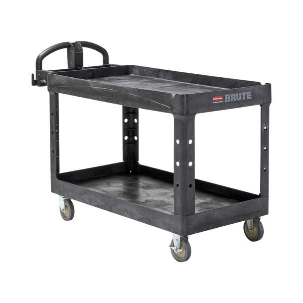 Rubbermaid BRUTE Heavy-Duty 2-Shelf Utility Cart - Large - Black - FG454600BLA