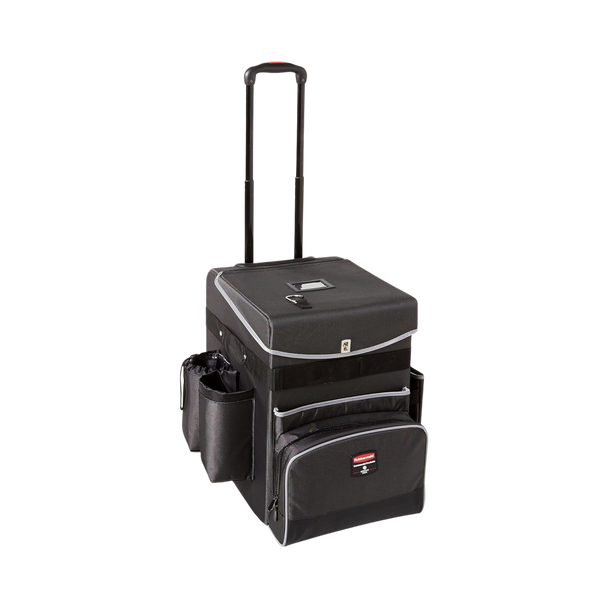 Image of Rubbermaid Medium Quick Cart from the Front with Handle Extended Image of Rubbermaid Medium Quick Cart from the Front with Handle Extended