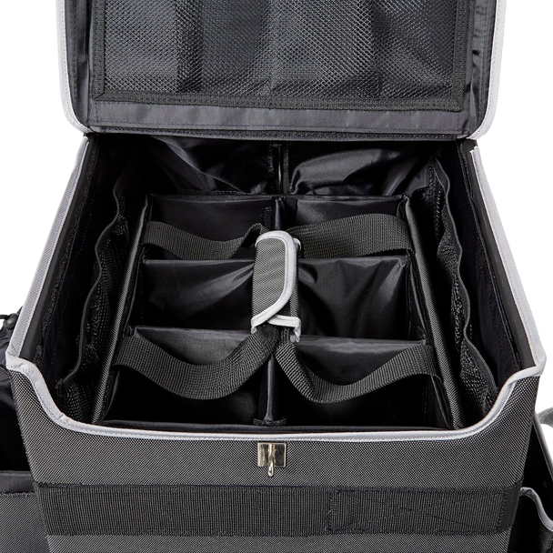 Close-Up of Quick Cart with Lid Open and Removable Caddy Fitted Close-Up of Quick Cart with Lid Open and Removable Caddy Fitted