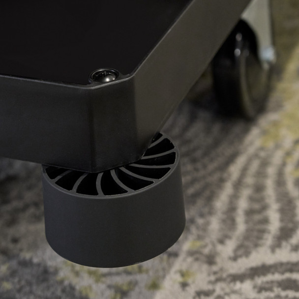 Close-up of Rubbermaid Bumper Kit & Vacuum Rack Installed on Cart