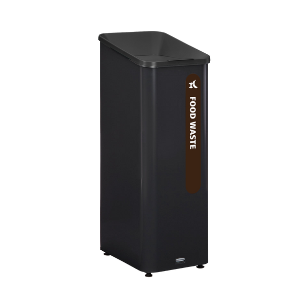 Rubbermaid Sustain Recycling Bin with Food Waste Label Attached