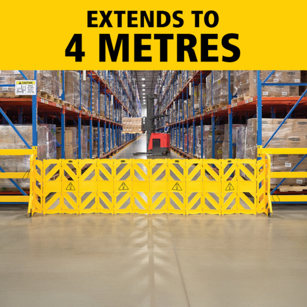 Rubbermaid FG9S1100YEL - Mobile Safety Barrier - Extends to 4 Metres