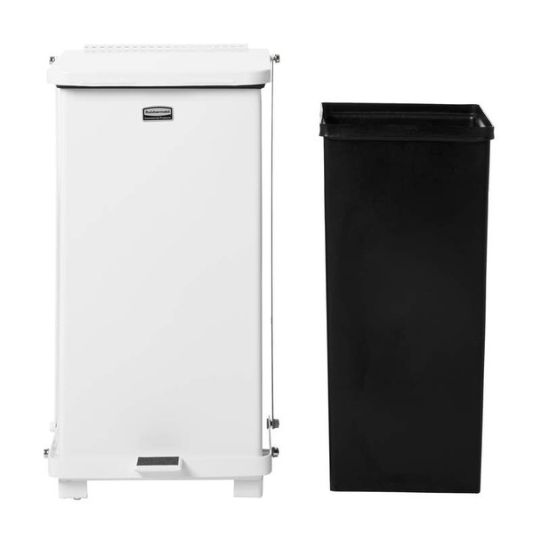 Rubbermaid Defender Square Pedal Bin with Plastic Liner - 24 Ltr - White