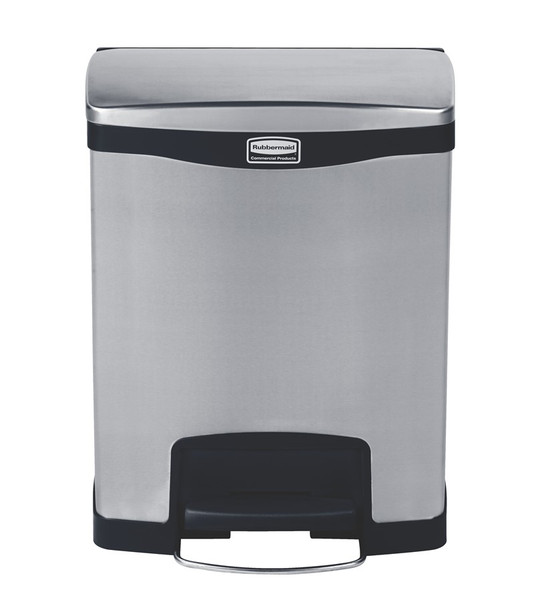 Rubbermaid Slim Jim Front Step Pedal Bin - 30 Ltr - Stainless Steel