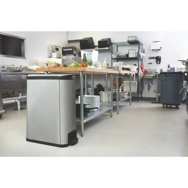 Rubbermaid Slim Jim End Step Pedal Bin - 50 Ltr - Stainless Steel
