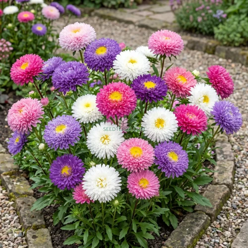 Aster Powder Puff Mix Seeds - Callistephus Chinensis