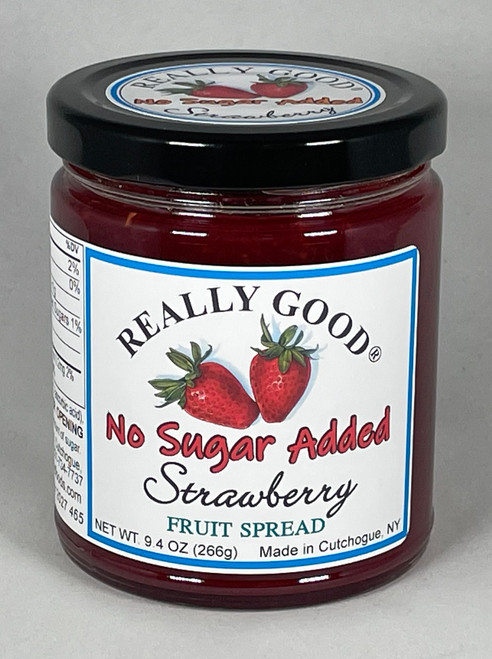 Really Good Strawberry No Sugar Added fruit spread in a jar
