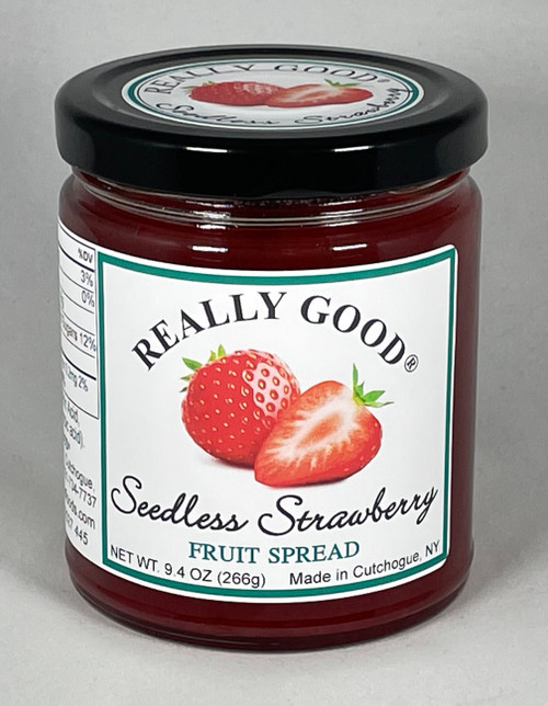 Really Good Seedless Strawberry fruit spread in a 9.4 oz jar