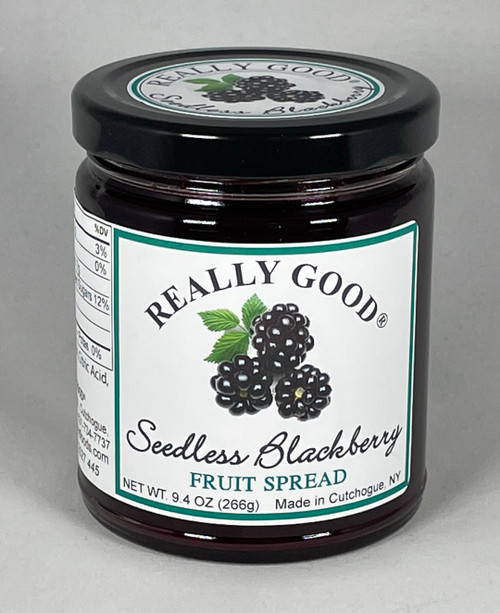 Really Good low sugar seedless blackberry fruit spread in a 9.4 ounce jar