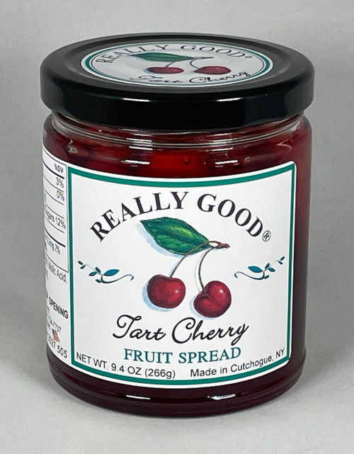 Really Good low sugar Tart Cherry fruit spread in a 9.4 ounce jar