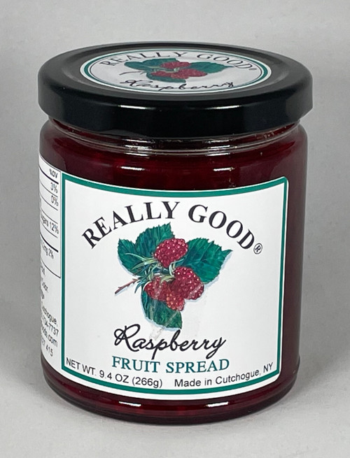 Really Good low sugar raspberry fruit spread in a 9.4 ounce jar
