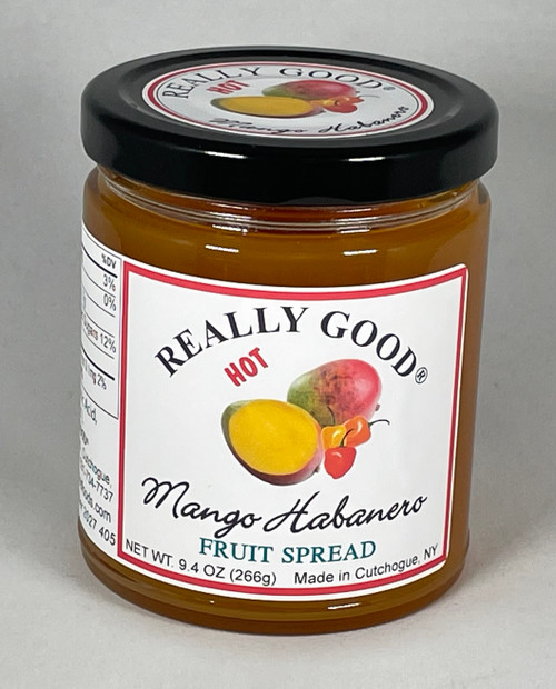 Really Good low sugar Mango Habanero fruit spread in a 9.4 ounce jar