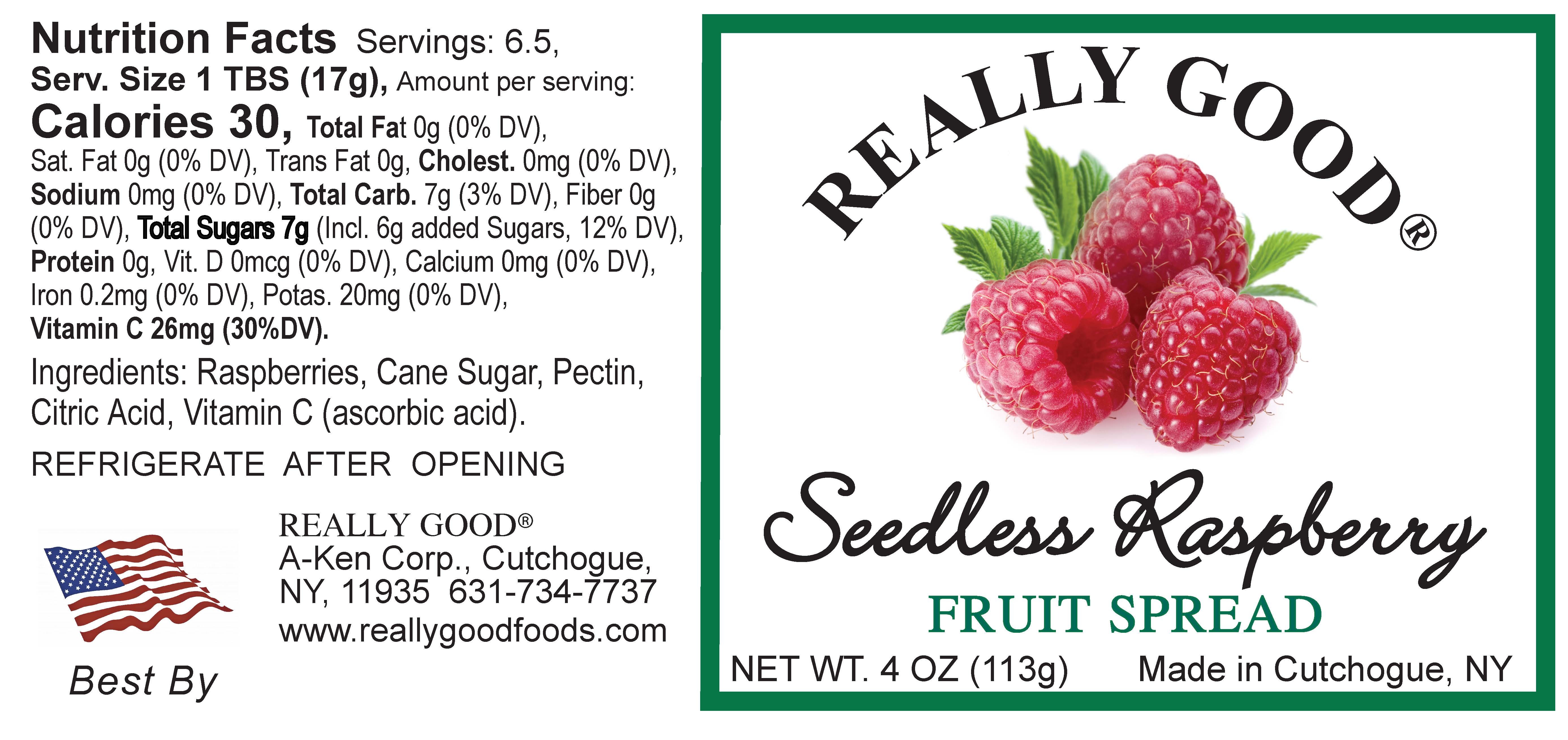 Really Good Seedless Raspberry 4oz jar label