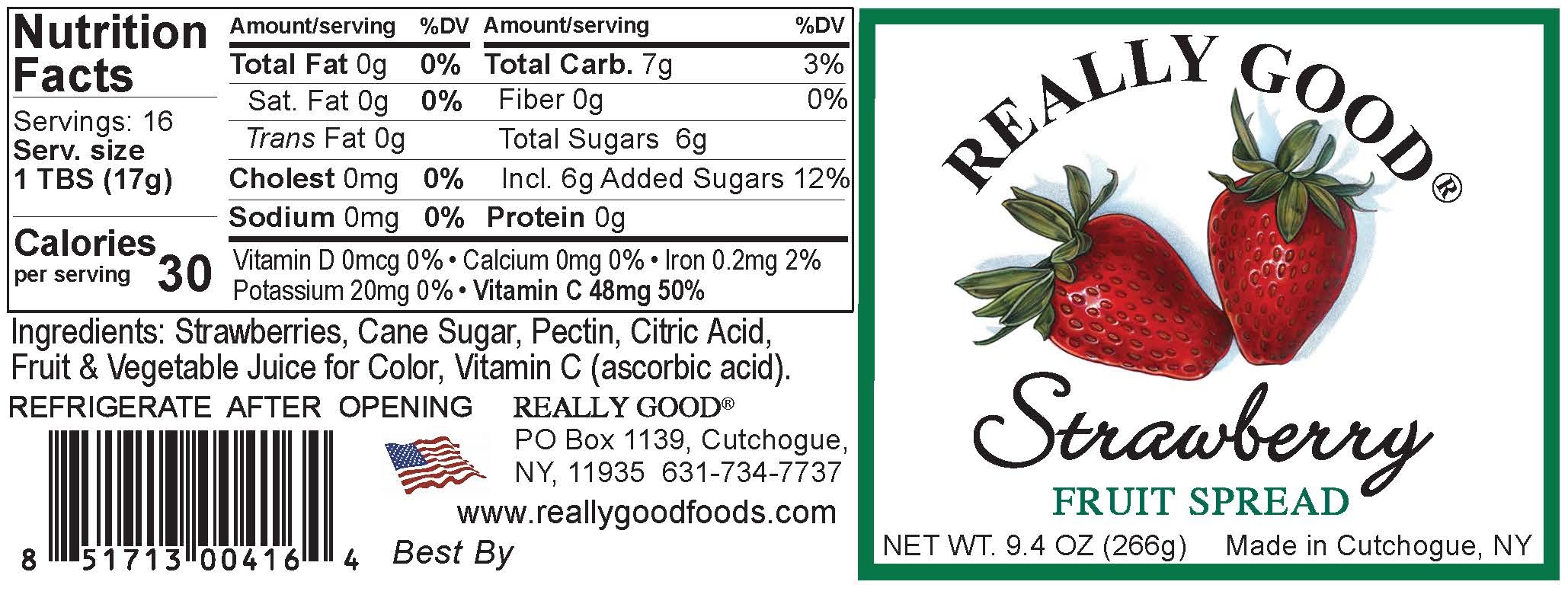 Really Good Strawberry fruit spread label