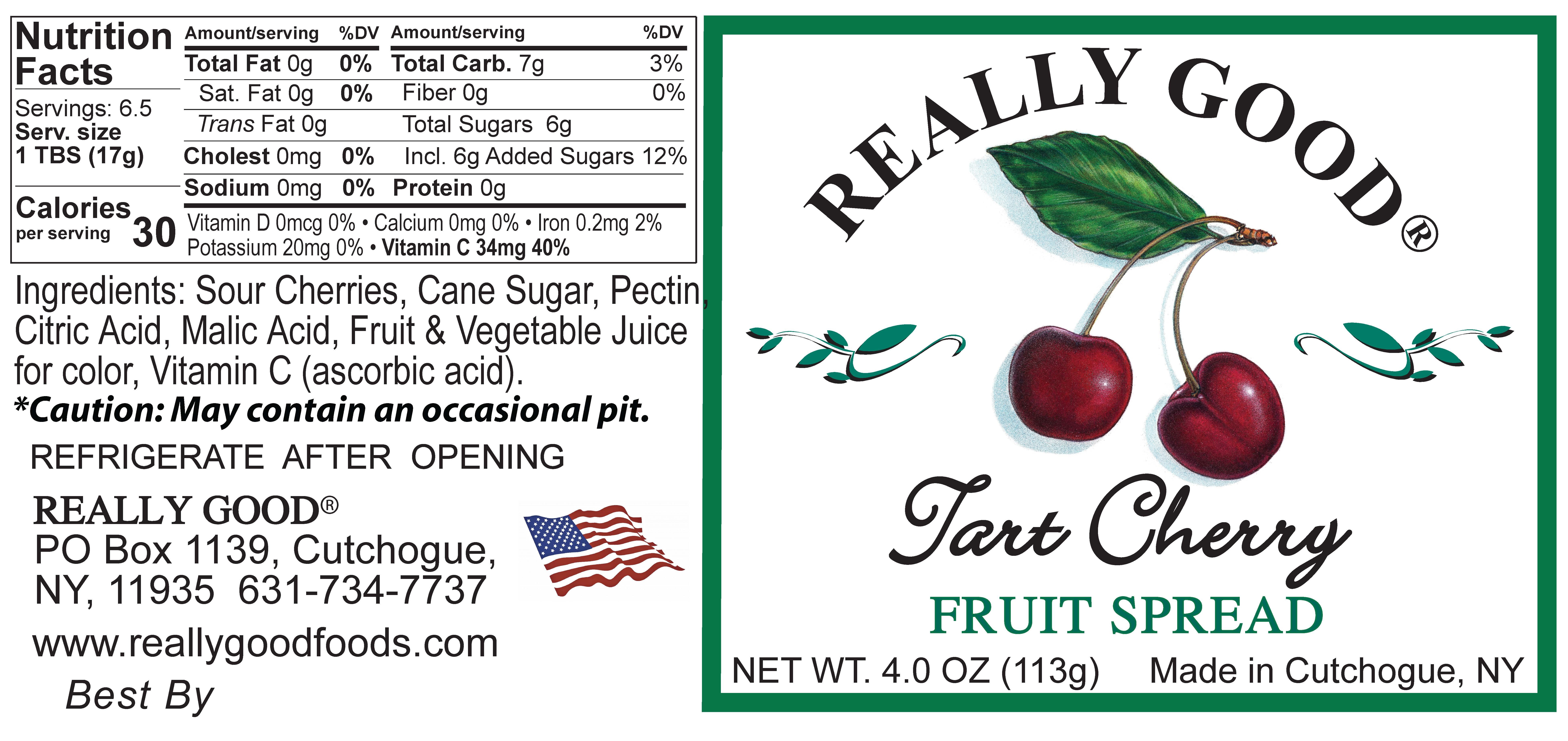 Really Good Tart Cherry in 4 ounce jar label