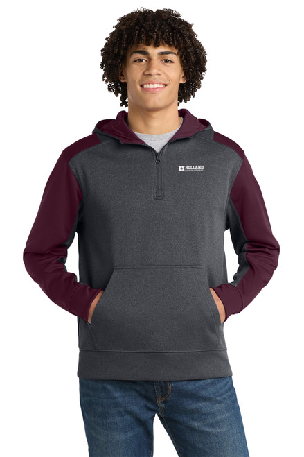 Sport-Tek® Tech Fleece Colorblock 1/4-Zip Hooded Sweatshirt