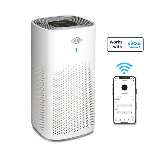 Purificateur d’air intelligent CloroxMC avec filtre True HEPA et compatibilité Alexa pour une grande pièce