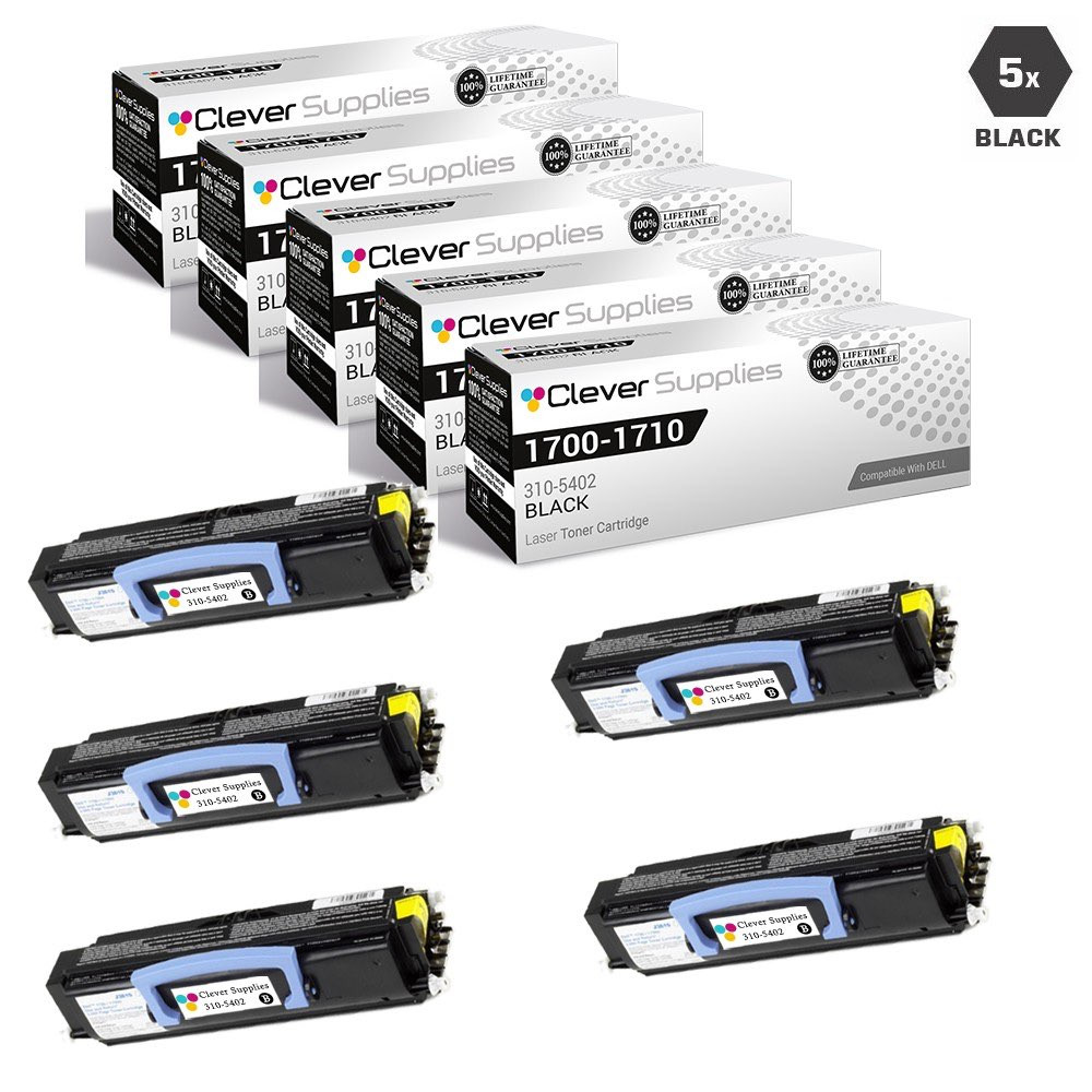 Compatible Dell 1700 Toner Cartridges Black 5 Pack (3105402) Clever