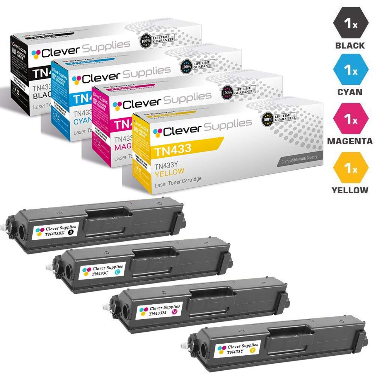 Compatible Brother MFCL8610CDW Toner Cartridge 4 Color Set (TN433BK