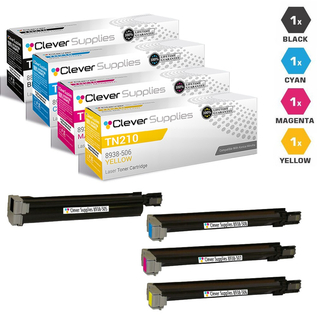 Compatible Konica-Minolta TN210 Toner Cartridge 4 Color Set (8938