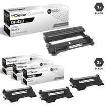 Compatible Brother DR420-TN420  / TN450 Black Drum and 3 Toner Set