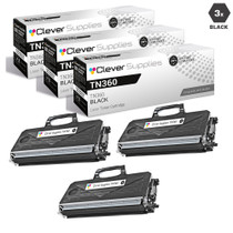 Compatible Brother TN360 Laser Toner Cartridge High Yield Black 3 Pack