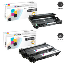 Compatible Brother TN720-DR720 2 Pack Laser Toner and 1 Drum Unit Cartridge Set