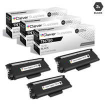 Compatible Brother TN750 Laser Toner Cartridge High Yield Black 3 Pack