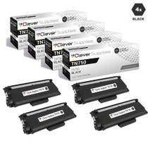 Compatible Brother TN750 Laser Toner Cartridge High Yield Black 4 Pack