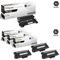 Compatible Brother TN750-DR720 3 Pack High Yield Laser Toner and 1 Drum Unit Cartridge Set