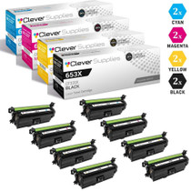 CS Compatible Replacement for HP 653X/653A Toner Cartridges 8 Color Set (CF320X, CF321A, CF323A, CF322A)