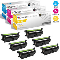 CS Compatible Replacement for HP 653A Toner Cartridges 6 Color Set (CF321A, CF323A, CF322A)