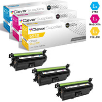 CS Compatible Replacement for HP 653A Toner Cartridges 3 Color Set (CF321A, CF323A, CF322A)