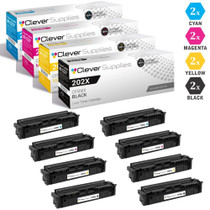 CS Compatible Replacement for HP 202X Toner Cartridges 8 Color Set (CF500X, CF501X, CF503X, CF502X)