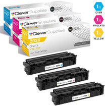 CS Compatible Replacement for HP 202X Toner Cartridges 3 Color Set (CF501X, CF503X, CF502X)