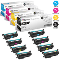 CS Compatible Replacement for HP 646A/646X Toner Cartridges 8 Color Set (CE264X, CF031A, CF033A, CF032A)