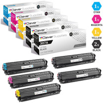 CS Compatible Replacement for HP 307A Toner Cartridges 5 Color Set (CE740A, CE741A, CE743A, CE742A)