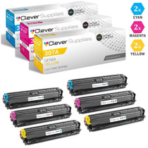 CS Compatible Replacement for HP 307A Toner Cartridges 6 Color Set (CE741A, CE743A, CE742A)