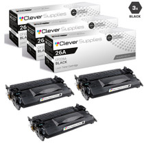 CS Compatible Replacement for HP 26A-MICR Toner Cartridges Black 3 Pack (CF226A)