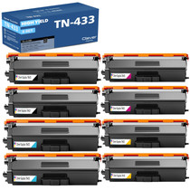 Compatible Brother TN433 Toner Cartridge 8 Color Set (TN433BK, TN433C, TN433M, TN433Y)