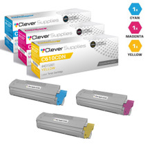 Compatible Okidata C610cdn Toner Cartridge 3 Color Set (44315303, 44315302, 44315301)