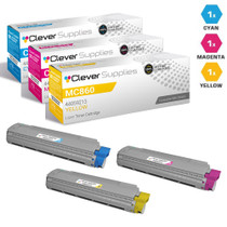 Compatible Okidata MC860 Toner Cartridge 3 Color Set (44059215, 44059214, 44059213)