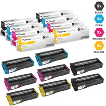Compatible Ricoh C220 Toner Cartridge 8 Color Set (406046, 406047, 406048, 406044)