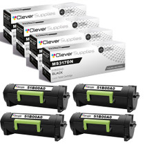 Compatible Lexmark MS317DN (51B00A0) Toner Cartridge Black 4 Pack