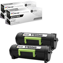 Compatible Lexmark MS317DN (51B00A0) Toner Cartridge Black 2 Pack