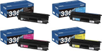Brother TN336BK TN336C TN336M TN336Y Genuine OEM Toner Cartridges 4 Color Set - Black: 4,000 pages, Color: 3,500 pages each