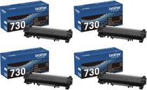 Brother TN730 Black Genuine OEM Toner Cartridge 4 Pack - 1,200 pages