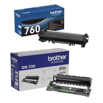 Brother Genuine TN760 High Yield Black Toner Cartridge and DR730 Drum OEM Bundle - 1 Toner + 1 Drum (3,000 Pages Each Toner, 12,000-Page Drum)