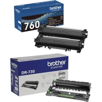 Brother Genuine TN760 High Yield Black Toner Cartridge and DR730 Drum OEM Bundle - 2 Toners + 1 Drum (3,000 Pages Each Toner, 12,000-Page Drum)