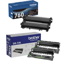 Brother Genuine TN760 High Yield Black Toner Cartridge and DR730 Drum OEM Bundle - 2 Toners + 2 Drum (3,000 Pages Each Toner, 12,000-Page Drum)